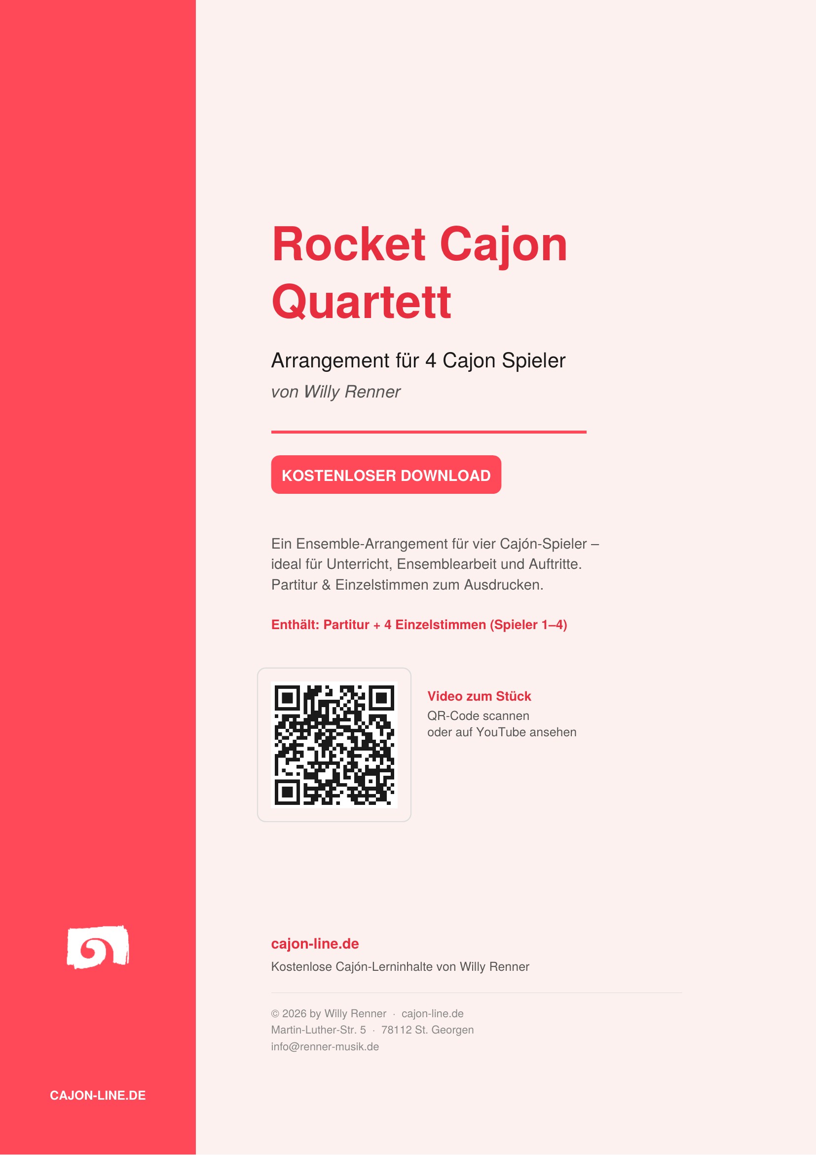 Vorschau: Rocket Cajon Quartett Arrangement